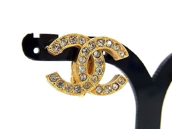 Chanel Earrings CC Logo Gold Metal Clip Type