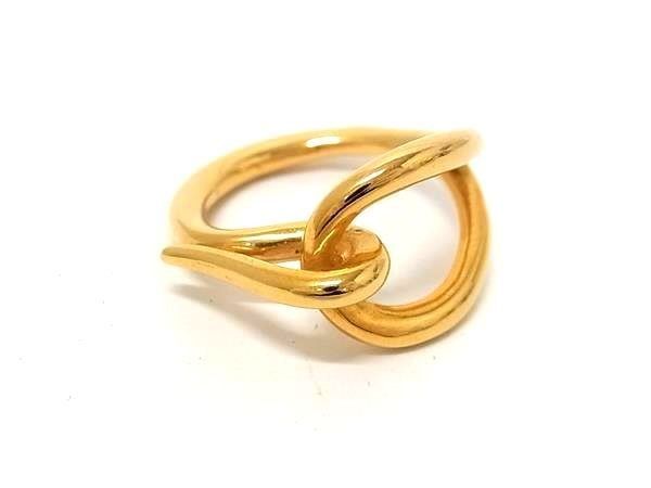 Hermes Scarf Ring Jumbo Gold Metal