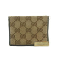Gucci Business Card Case Canvas Beige Brown
