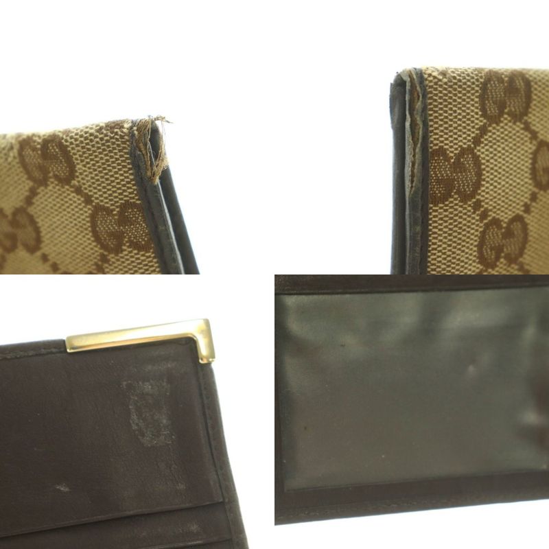 Gucci Business Card Case Canvas Beige Brown