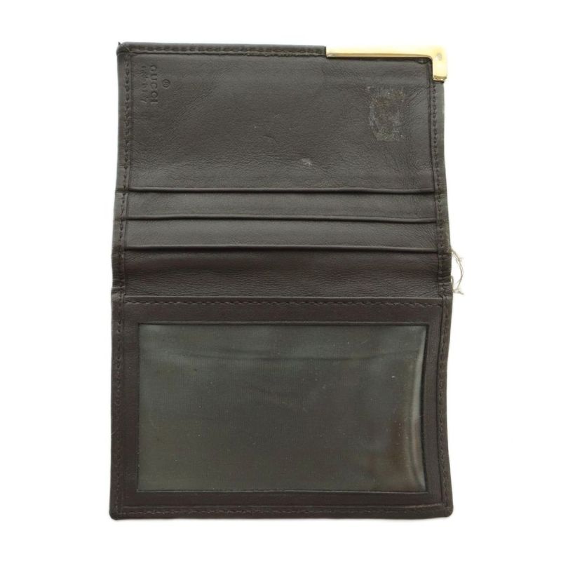 Gucci Business Card Case Canvas Beige Brown