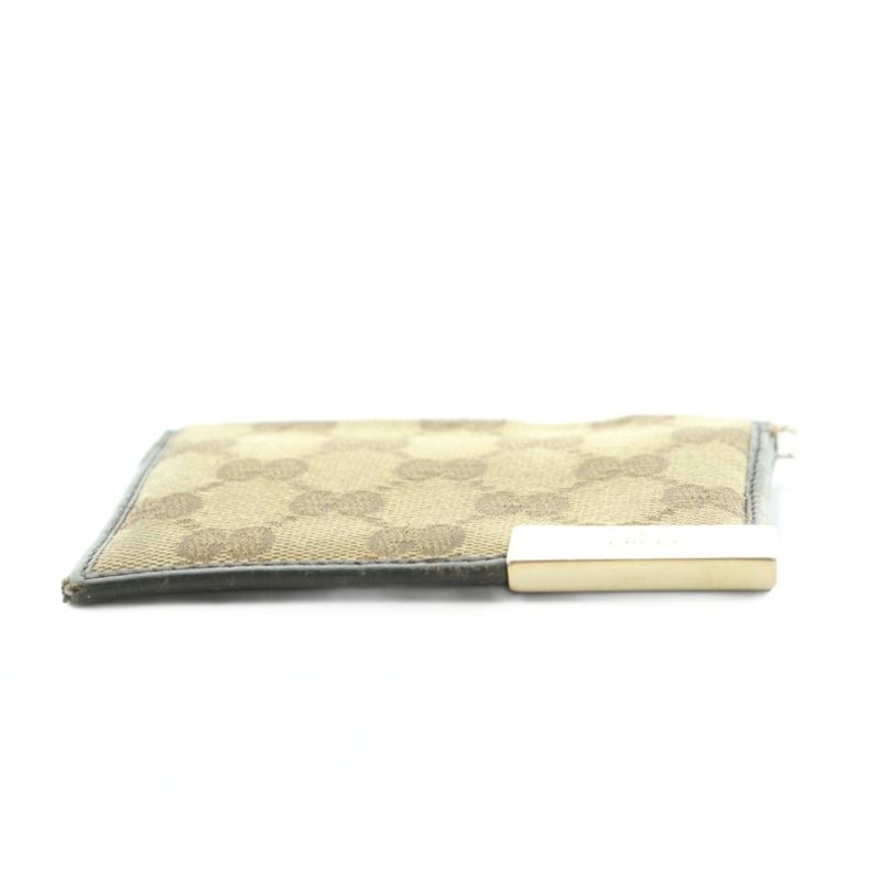 Gucci Business Card Case Canvas Beige Brown