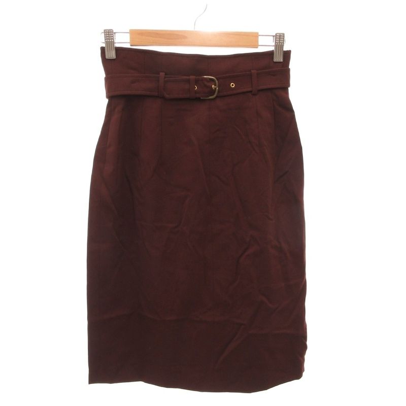 Gucci Vintage Tight Skirt with Belt Knee Length 40 Gold Bordeaux