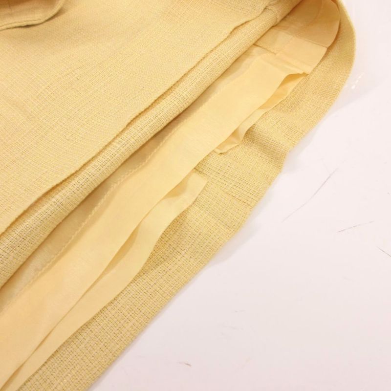 Celine Vintage Tight Skirt Silk Blend Logo Plate Long 46 Yellow