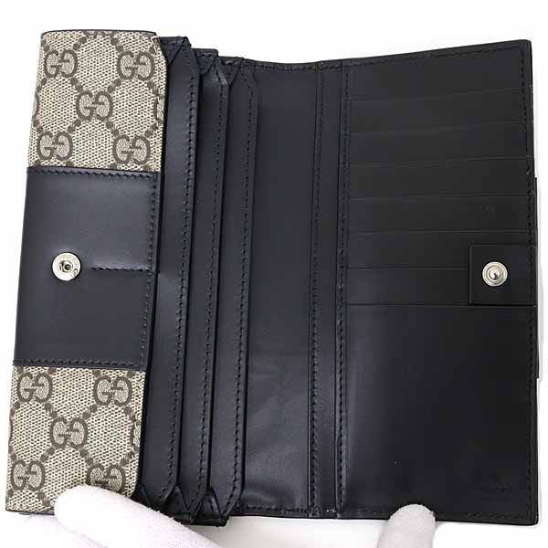 Gucci Bicolor Wallet GG Supreme Beige Ebony