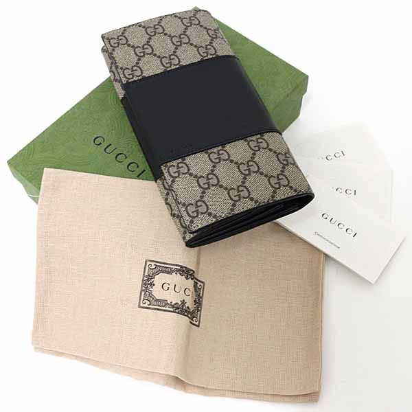 Gucci Bicolor Wallet GG Supreme Beige Ebony