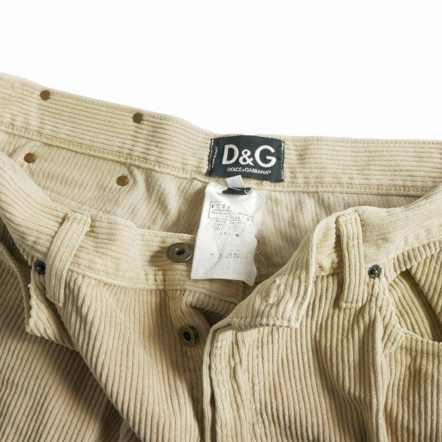 Dolce & Gabbana D&G Distressed Corduroy Pants 48 Beige