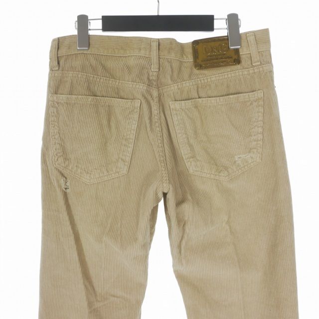 Dolce & Gabbana D&G Distressed Corduroy Pants 48 Beige