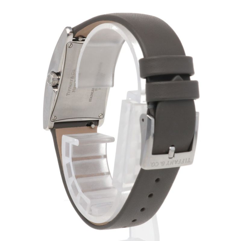 Tiffany & Co East West Mini Watch Stainless Steel Quartz Silver Blue Gray