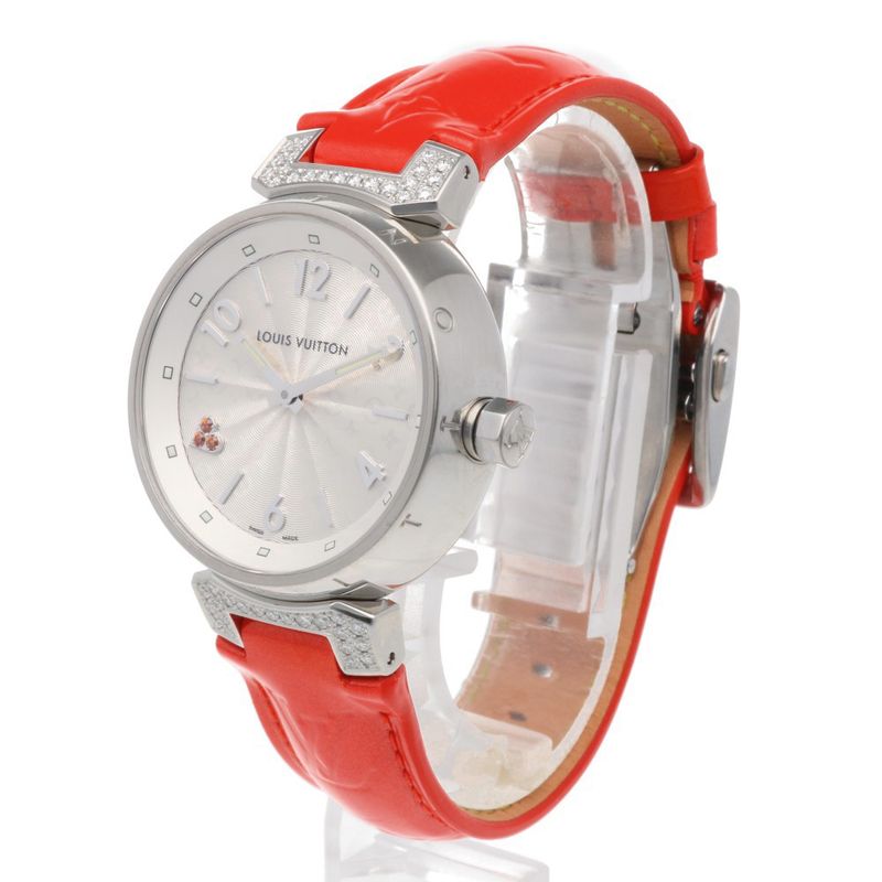 Louis Vuitton Tambour Heart Love Watch Stainless Steel Quartz 1 Silver Red White
