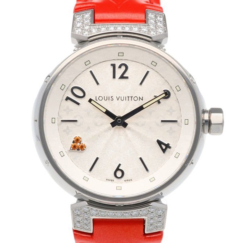 Louis Vuitton Tambour Heart Love Watch Stainless Steel Quartz 1 Silver Red White