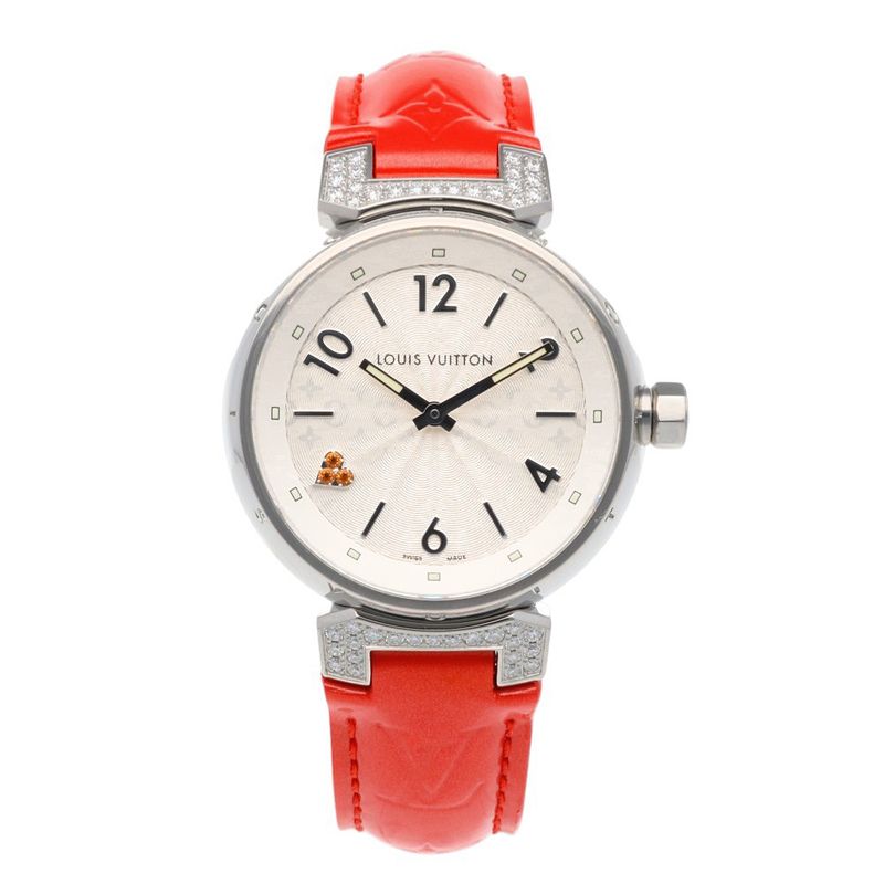 Louis Vuitton Tambour Heart Love Watch Stainless Steel Quartz 1 Silver Red White