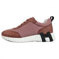 Hermes Bouncing Sneakers 37.5 Pink Mesh Suede Shoes