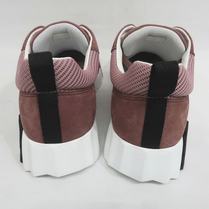Hermes Bouncing Sneakers 37.5 Pink Mesh Suede Shoes