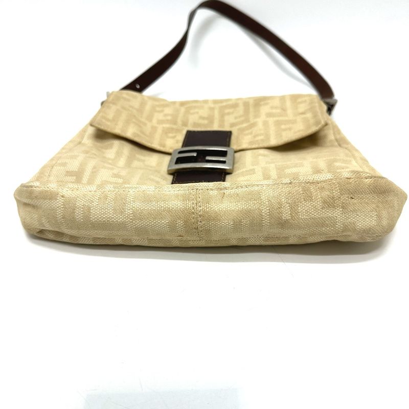 Fendi Shoulder Bag Zucca Mamma Bucket Canvas Beige