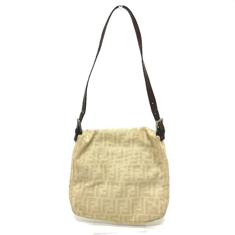 Fendi Shoulder Bag Zucca Mamma Bucket Canvas Beige