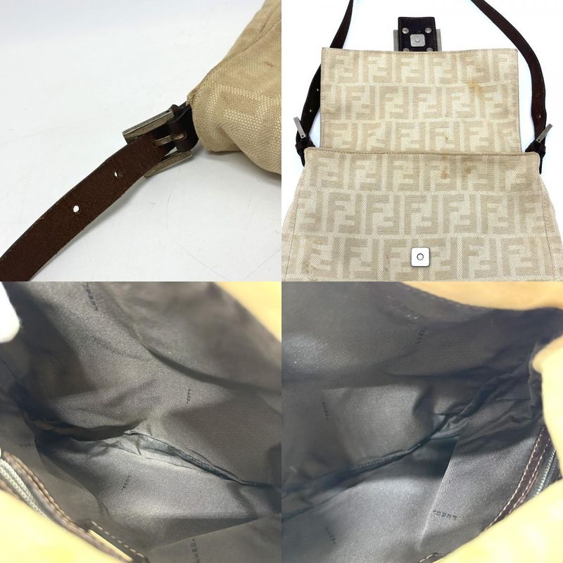 Fendi Shoulder Bag Zucca Mamma Bucket Canvas Beige