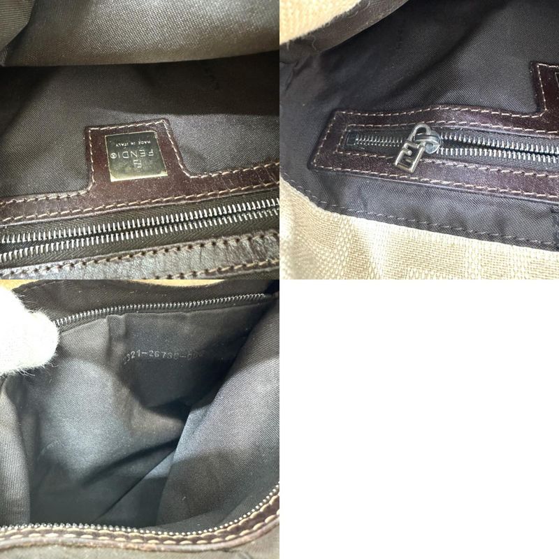 Fendi Shoulder Bag Zucca Mamma Bucket Canvas Beige