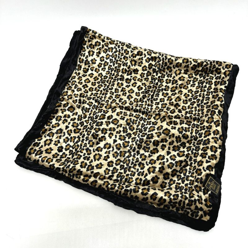 Fendi Shawl Leopard Print Velour Brown Black