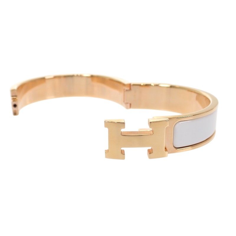 Hermes Enamel Bracelet Click White Gold