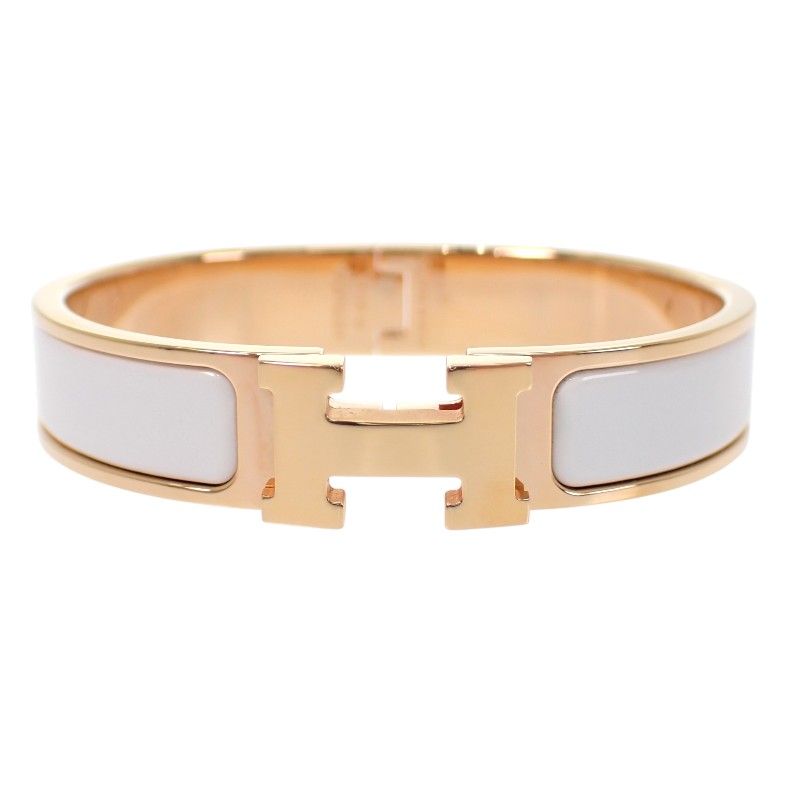 Hermes Enamel Bracelet Click White Gold