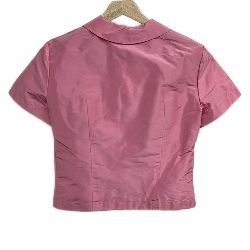 Celine Short Sleeve Shirt Blouse 38 M Pink Silk