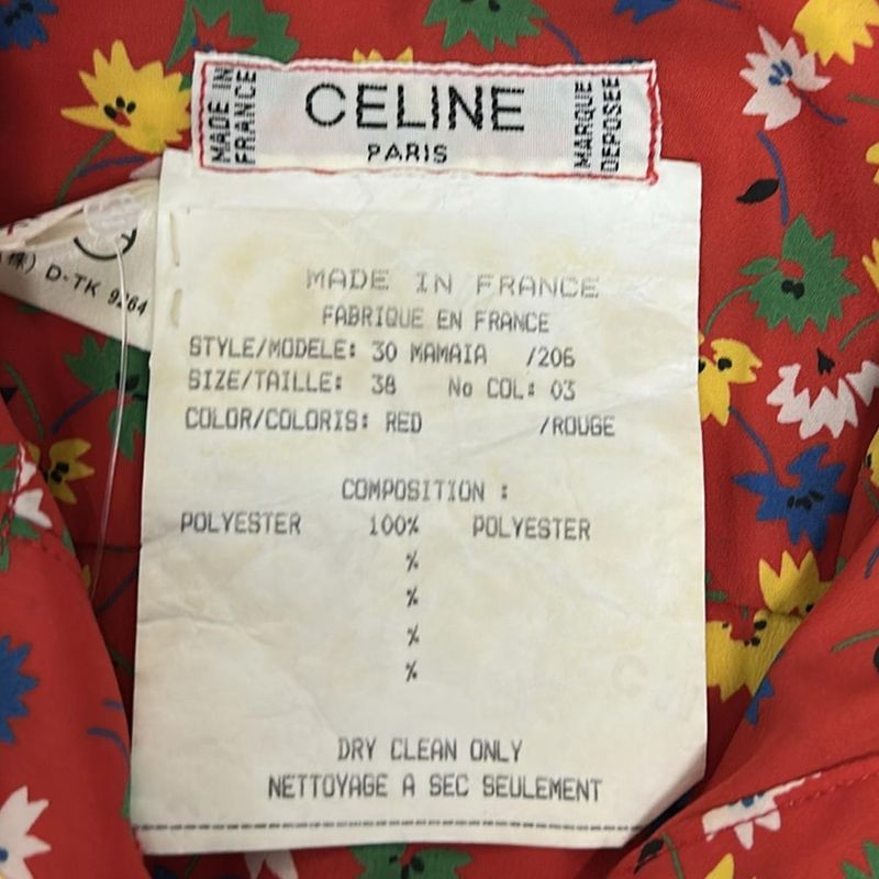 Celine Short Sleeve Top 38 M Red Yellow Multi X Multi