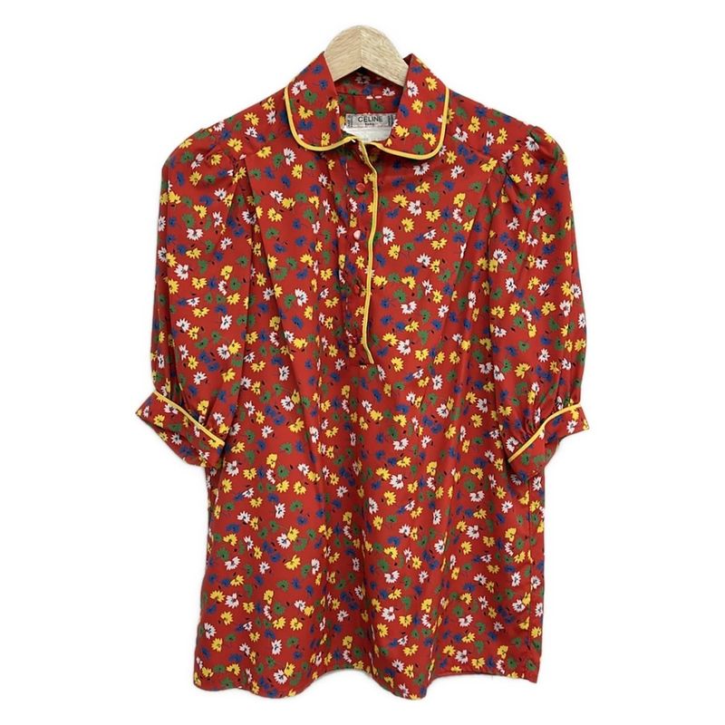 Celine Short Sleeve Top 38 M Red Yellow Multi X Multi