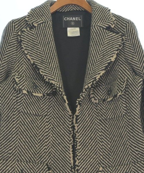 Chanel Jacket Wool Silk Black Beige
