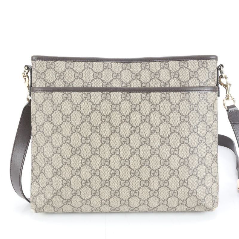Gucci GG Supreme Leather Shoulder Bag Crossbody Messenger Brown