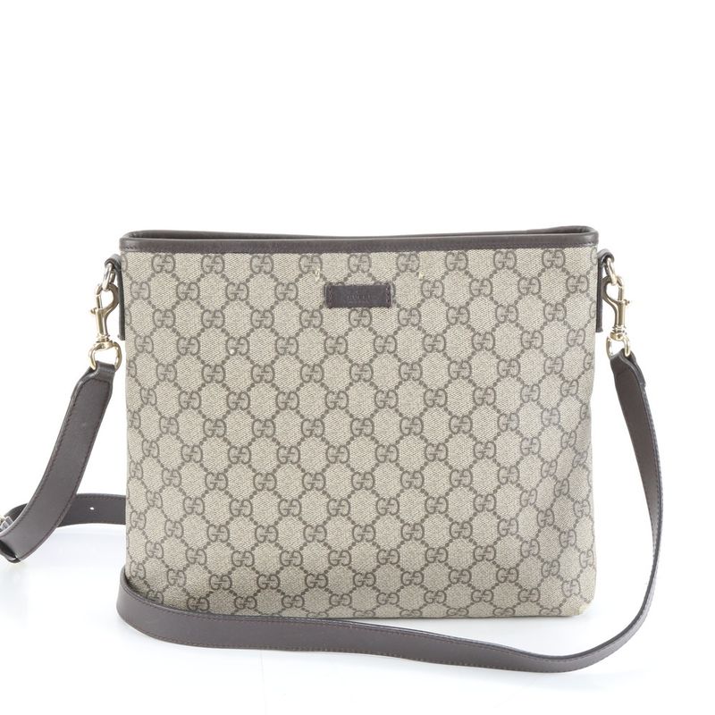 Gucci GG Supreme Leather Shoulder Bag Crossbody Messenger Brown