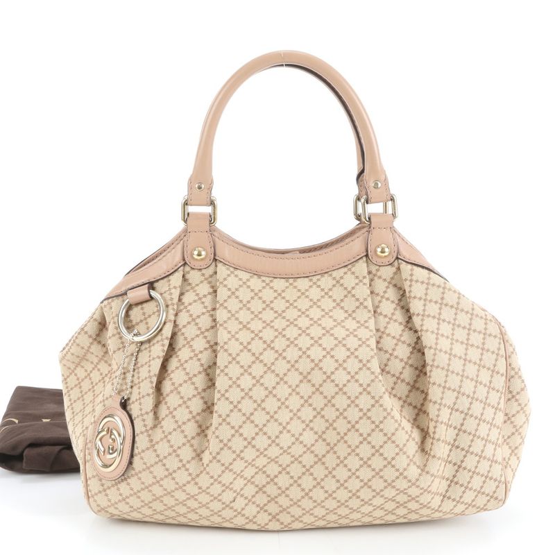 Gucci Diamante Sky Leather Canvas Tote