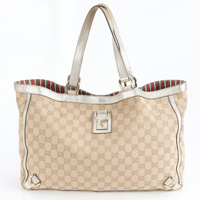 Gucci GG Canvas Leather Tote Shoulder