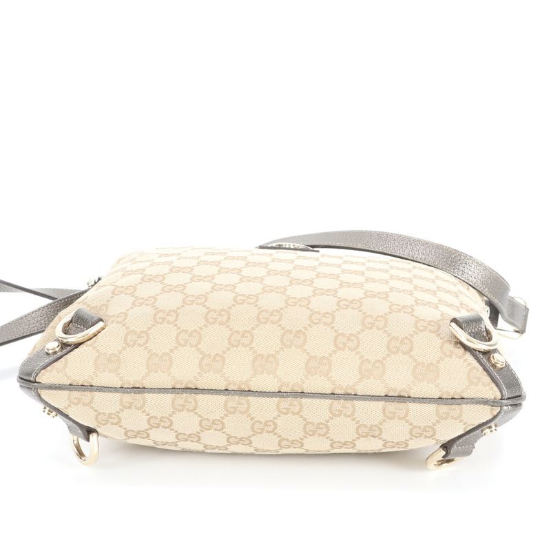 Gucci GG Canvas Leather Shoulder Bag Crossbody Hand Tote Erm