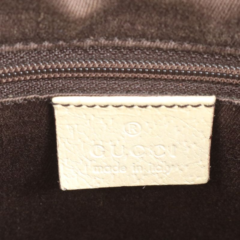 Gucci GG Canvas Leather Tote Shoulder Hand Beige