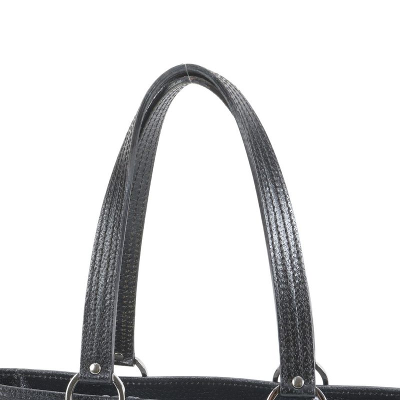 Gucci GG Canvas Leather Tote Shoulder Hand Black Eem