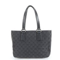 Gucci GG Canvas Leather Tote Shoulder Hand Black Eem
