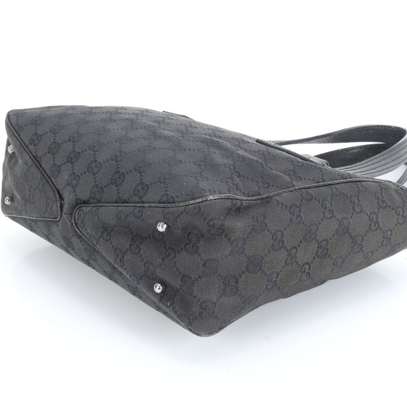Gucci GG Canvas Leather Tote Shoulder Hand Black Eem