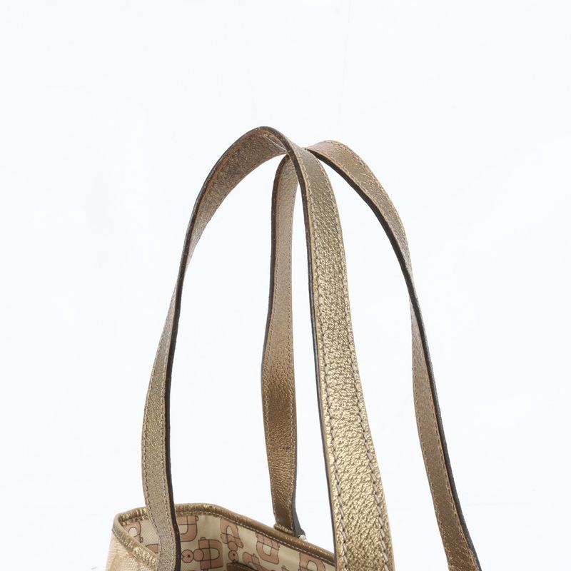 Gucci GG Canvas with Charm Leather Tote Shoulder Hand Beige