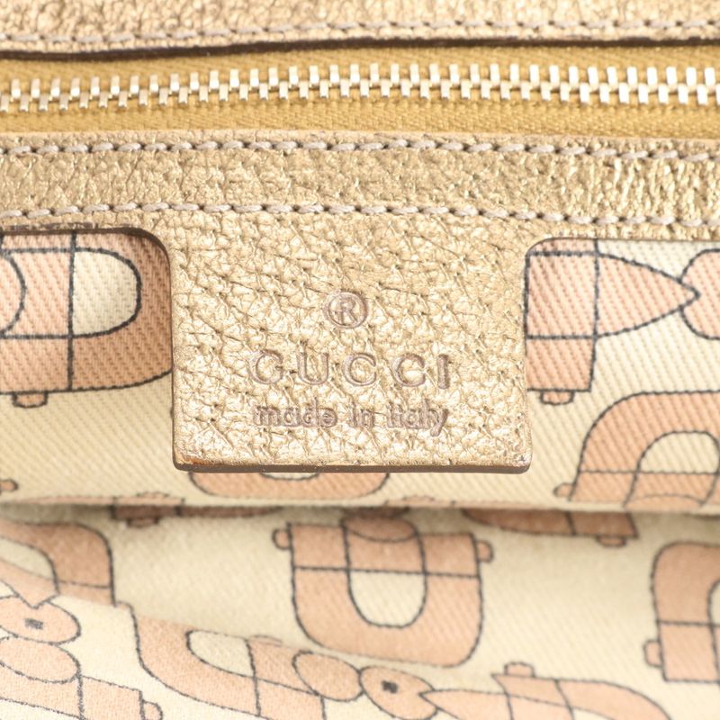 Gucci GG Canvas with Charm Leather Tote Shoulder Hand Beige