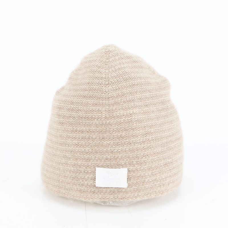 Hermes Tag Addada Beanie Cashmere 100% Beige Knit Hat Cap Mem