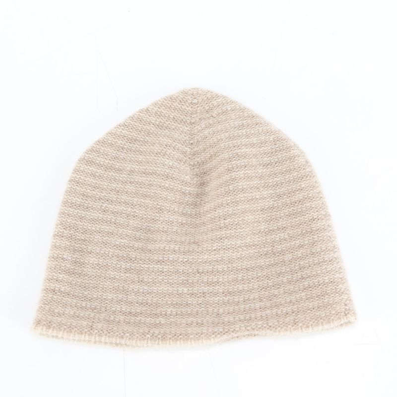 Hermes Tag Addada Beanie Cashmere 100% Beige Knit Hat Cap Mem