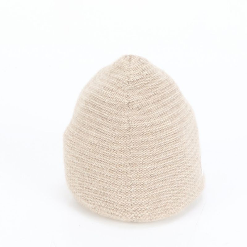 Hermes Tag Addada Beanie Cashmere 100% Beige Knit Hat Cap Mem