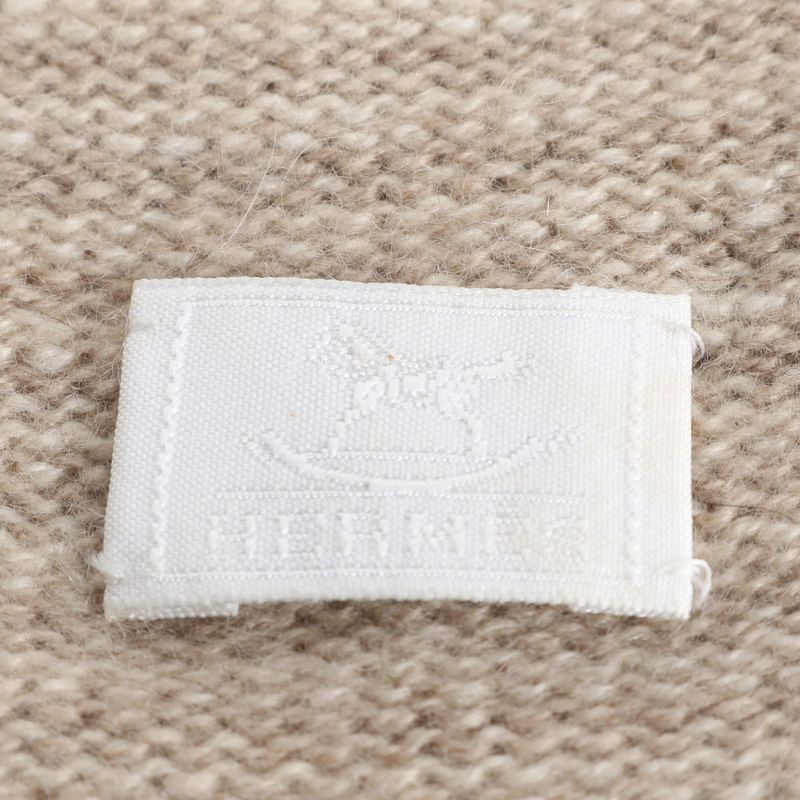 Hermes Tag Addada Beanie Cashmere 100% Beige Knit Hat Cap Mem