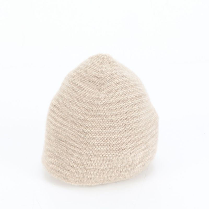 Hermes Tag Addada Beanie Cashmere 100% Beige Knit Hat Cap Mem