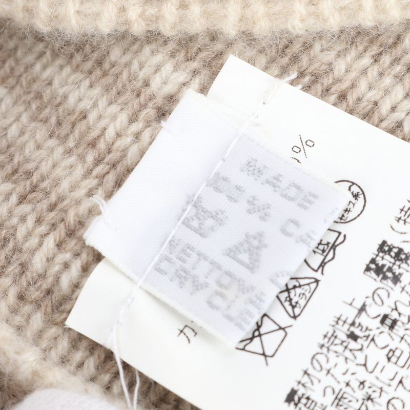Hermes Tag Addada Beanie Cashmere 100% Beige Knit Hat Cap Mem