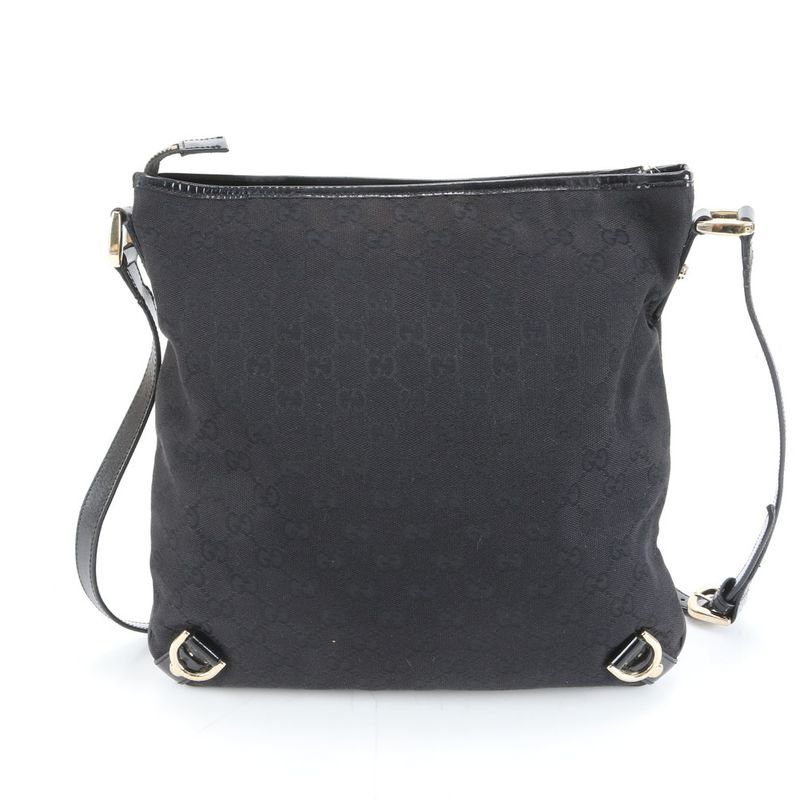 Gucci GG Canvas Leather Shoulder Bag Crossbody Black Tote Ree