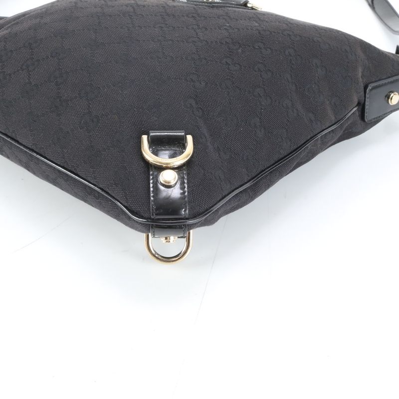 Gucci GG Canvas Leather Shoulder Bag Crossbody Black Tote Ree