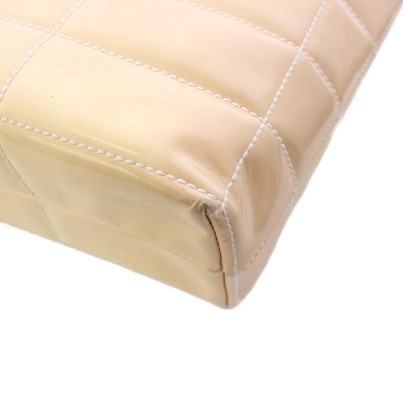 Chanel Chocolate Patent Leather Shoulder Bag Chain Beige TK