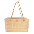 Chanel Chocolate Patent Leather Shoulder Bag Chain Beige TK